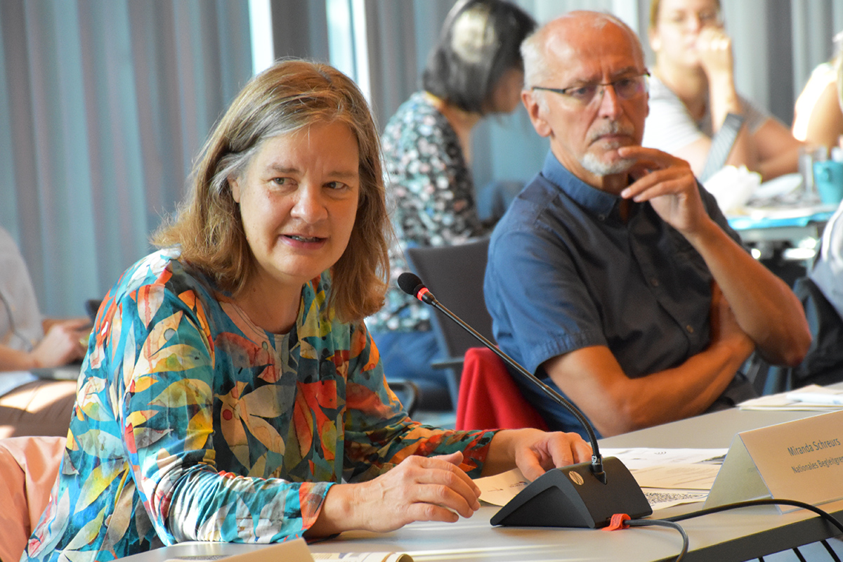 Miranda Schreurs und Armin Grunwald, Vorsitzende des NBG (54. NBG-Sitzung, 10.9.2021/Berlin) (Quelle: Aygül Cizmecioglu) Miranda Schreurs und Armin Grunwald, Vorsitzende des NBG (54. NBG-Sitzung, 10.9.2021/Berlin)