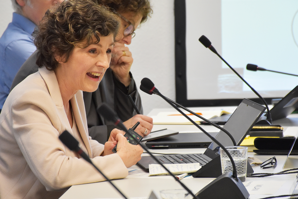 Inge Paulini, Präsidentin Bundesamt für Strahlenschutz / BfS (82. NBG-Sitzung, 23.2.2024/Berlin-Online) (Quelle: Aygül Cizmecioglu) Inge Paulini, Präsidentin Bundesamt für Strahlenschutz / BfS (82. NBG-Sitzung, 23.2.2024/Berlin-Online)